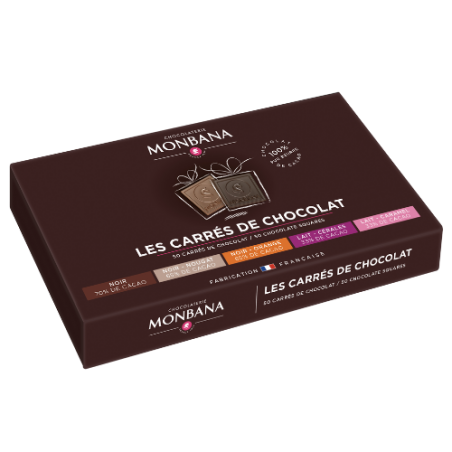 Coffret Assortiment 50 carrés chocolats classique - Monbana